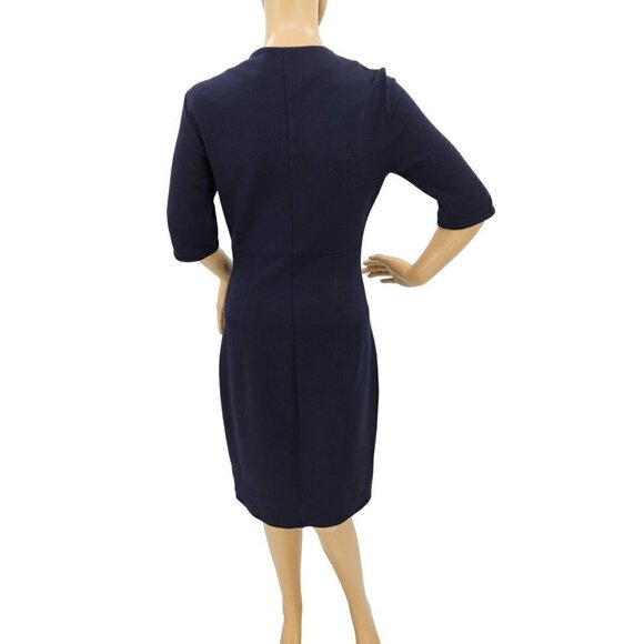 DVF Diane Von Furstenberg Career Midi Dress 6 Stretch Half Sleeve Blue Zippers - Picture 6 of 16